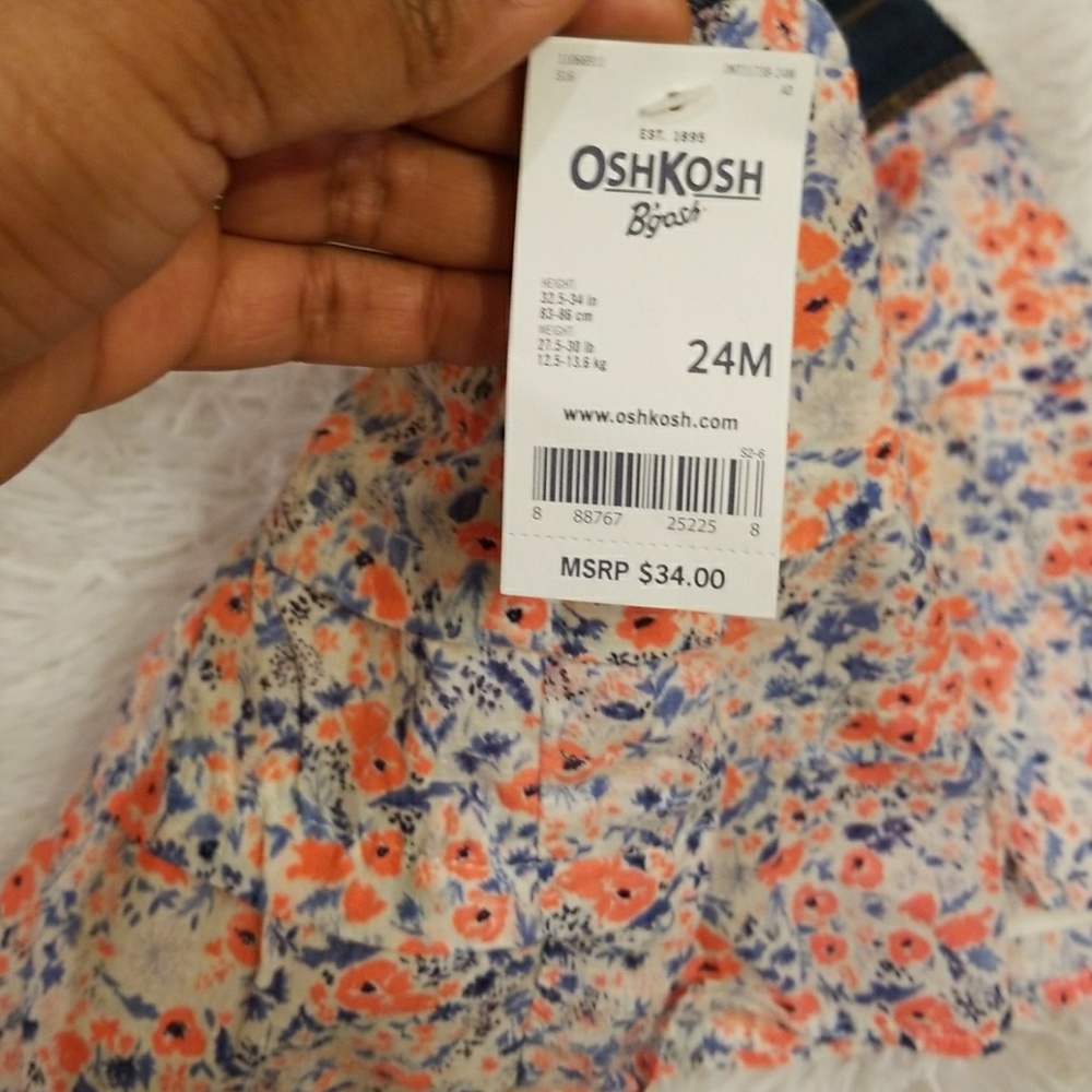NWT Oshkosh 24m floral overall dress - Picture 3 of 3